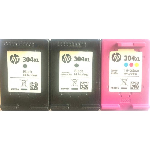 2X HP 304XL Black & 1X HP 304XL Colour Ink Cartridges